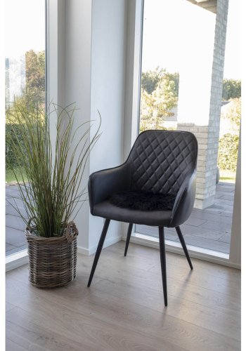 HOUSE NORDIC imitert lammeskinnspute, rund - svart polyester (35)