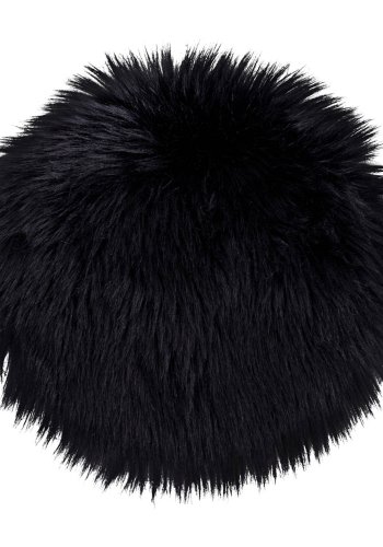 HOUSE NORDIC imitert lammeskinnspute, rund - svart polyester (35)