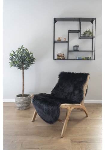 HOUSE NORDIC imitert lammeskinn - svart polyester (60x180)