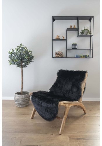 HOUSE NORDIC imitert lammeskinn - svart polyester (60x180)