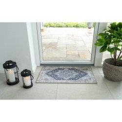 Havana drmtte, Rektangulr - multifarvet og bl chenille polyester (50x80)