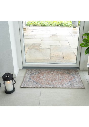 HOUSE NORDIC Havana drmatte, rektangulr - oransje og bl chenille polyester (50x80)