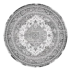 HOUSE NORDIC Havana teppe, rundt - hvit og svart chenille polyester (200)