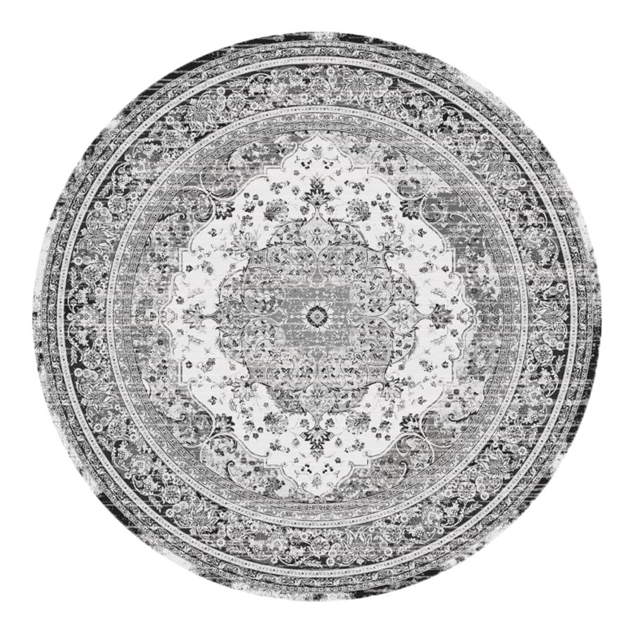 HOUSE NORDIC Havana teppe, rundt - hvit og svart chenille polyester (200)