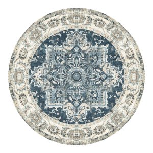 HOUSE NORDIC Havana teppe, rundt - flerfarget og bl chenille polyester (200)