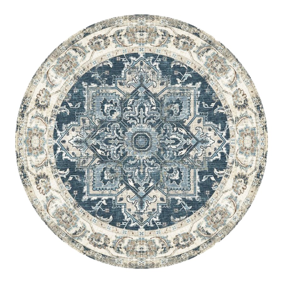 HOUSE NORDIC Havana teppe, rundt - flerfarget og bl chenille polyester (200)