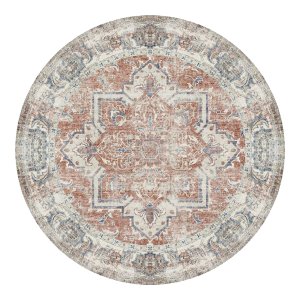 HOUSE NORDIC Havana teppe, rundt - flerfarget og oransje/bl chenille polyester (200)