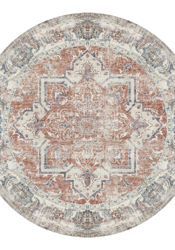 HOUSE NORDIC Havana teppe, rundt - flerfarget og oransje/bl chenille polyester (200)