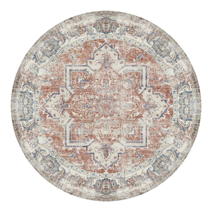 HOUSE NORDIC Havana teppe, rundt - flerfarget og oransje/bl chenille polyester (200)