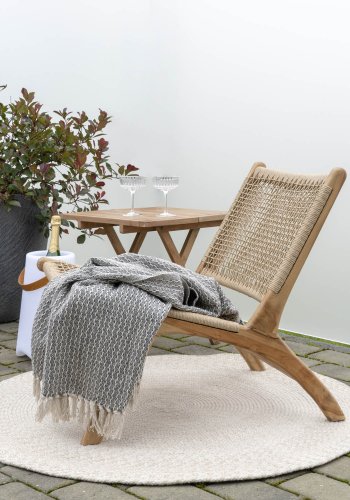 HOUSE NORDIC Menorca teppe, rundt - sand resirkulert plast (120)