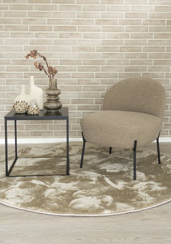 HOUSE NORDIC Miami teppe, rundt - sand polyester (160)