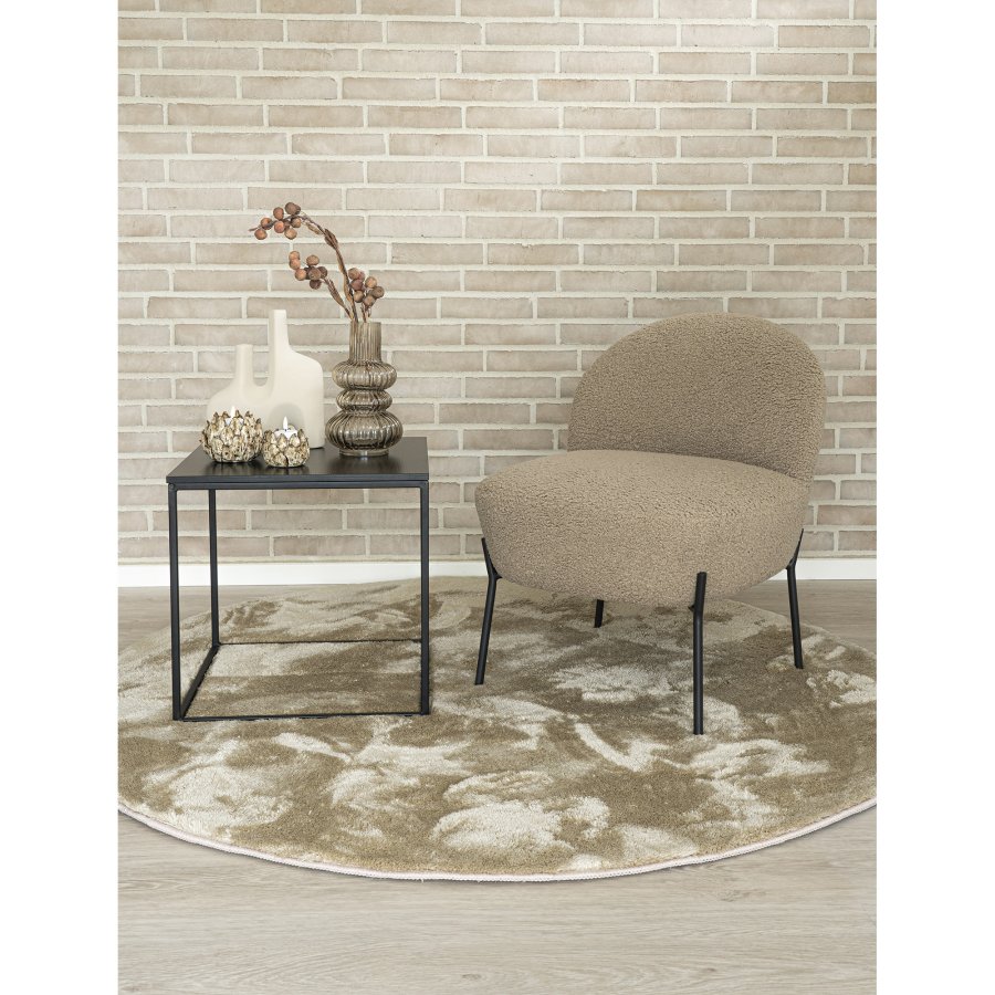 HOUSE NORDIC Miami teppe, rundt - sand polyester (160)