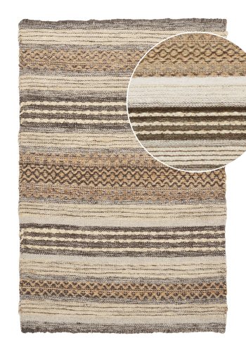 HOUSE NORDIC Morena drmatte, hndvevd, rektangulr - natur/gr jute og ull (60x90)