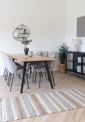 HOUSE NORDIC Morena lperteppe, hndvevd, rektangulrt - natur/gr jute og ull (80x180)