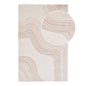 HOUSE NORDIC Surat-teppe, hndtuftet, rektangulrt - lys brun/offwhite ull (200x300)