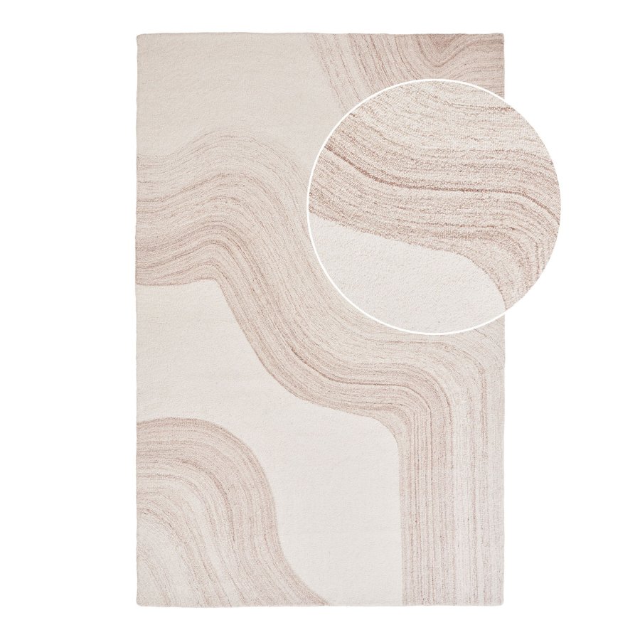 HOUSE NORDIC Surat-teppe, hndtuftet, rektangulrt - lys brun/offwhite ull (200x300)