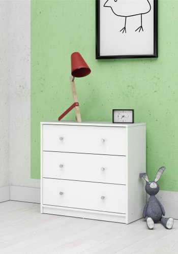 
TVILUM May kommode - hvid træ, m. 3 skuffer
