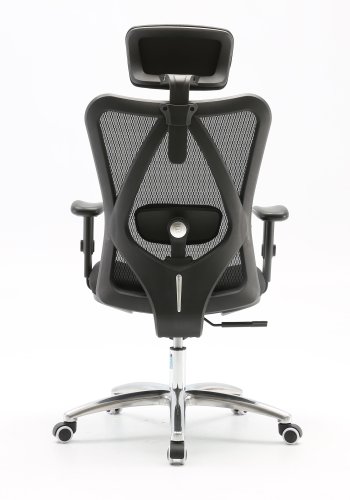 Ergo Premium M18 kontorstol, med armlener og hjul - sort netting og brstet aluminium