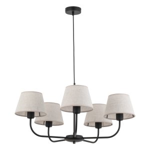 TK Chicago loftlampe, m. 5 skrme - natur hr stof og sort stl