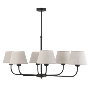 TK Chicago loftlampe, m. 6 skrme - natur hr stof og sort stl