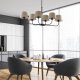 TK Chicago loftlampe, m. 6 skrme - natur hr stof og sort stl