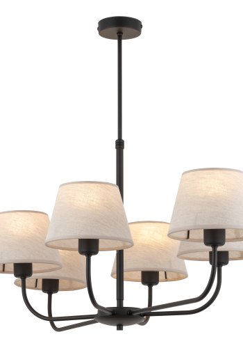 TK Chicago loftlampe, m. 6 skrme - natur hr stof og sort stl