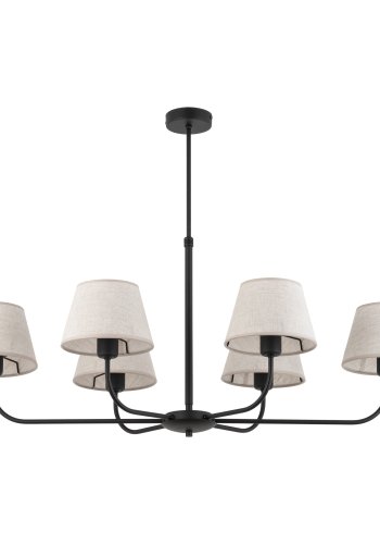 TK Chicago loftlampe, m. 6 skrme - natur hr stof og sort stl