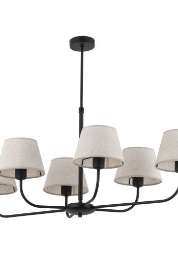 TK Chicago loftlampe, m. 6 skrme - natur hr stof og sort stl