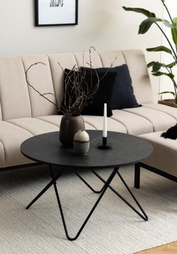 ACT NORDIC Wyre sofabord, rund - sort Izmir melamin og sort stl (80)