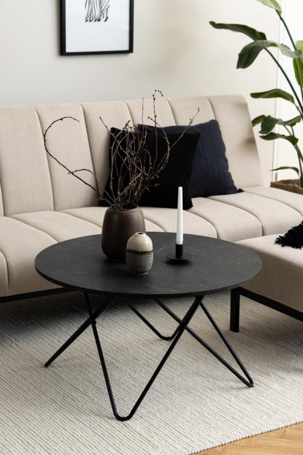 ACT NORDIC Wyre sofabord, rund - sort Izmir melamin og sort stl (80)