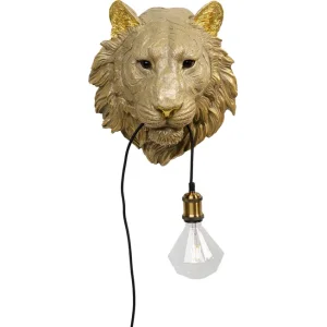 KARE DESIGN Animal Tiger Head vägglampa - guld polyresin och aluminium