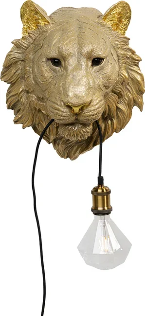 KARE DESIGN Animal Tiger Head vglampe - guld polyresin og aluminium