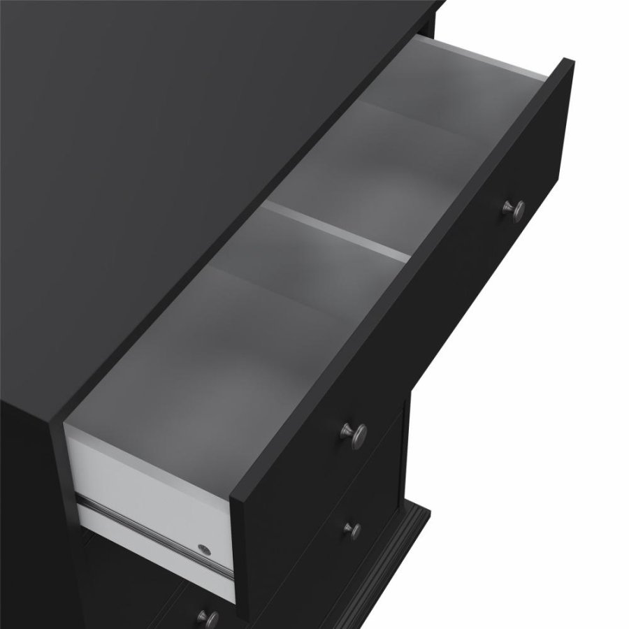 TVILUM North kommode med 4 skuffer, mat sort, 86,3 x 51,6 x 115,6 cm