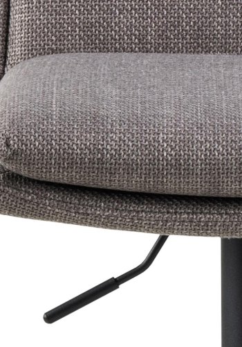 ACT NORDIC Flynn Barhocker, mit Rückenlehne, Drehfunktion, Gaskartusche, Fußstütze – graubrauner Stoff und schwarzer Stahl