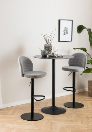 ACT NORDIC Patricia Barhocker, m. Rückenlehne, Fußstütze, Drehfunktion, Gaskartusche – grauer Stoff und schwarzer Stahl