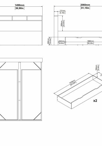 TVILUM Ikast Bett mit 2 Schubladen 140x190, Jackson Hickory/Weiß, 149,8 x 206 x 96,8 cm