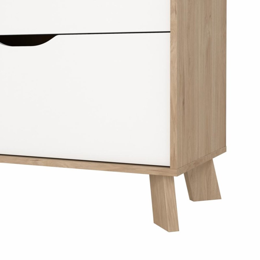 TVILUM Ikast Kommode mit 3 Schubladen, Jackson Hickory / Weiß, 78,7 x 39,8 x 92,2 cm