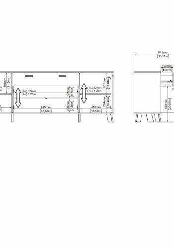 TVILUM Ikast Sideboard 4 Türen + 1 Schublade, Jackson Hickory/Weiß, 195,7 x 39,1 x 73 cm