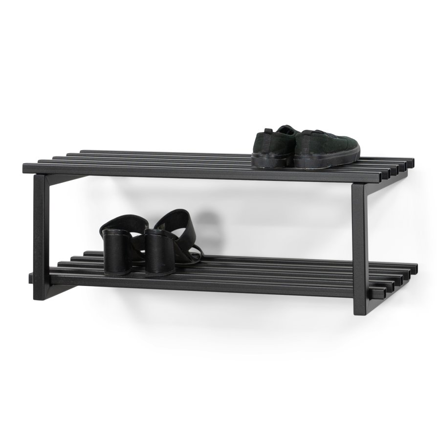 SPINDER DESIGN Rizzoli/Marco Black Edition skohylde, m. 2 hylder - sort stl (B:71)