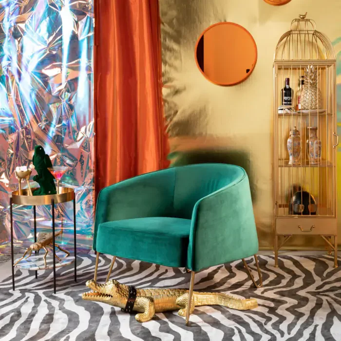 BOLD MONKEY Unlock Me Schrank, Vogelkäfig-Design, mit 1 Tür, 3 Regalen und 1 Schublade – Messingeisen