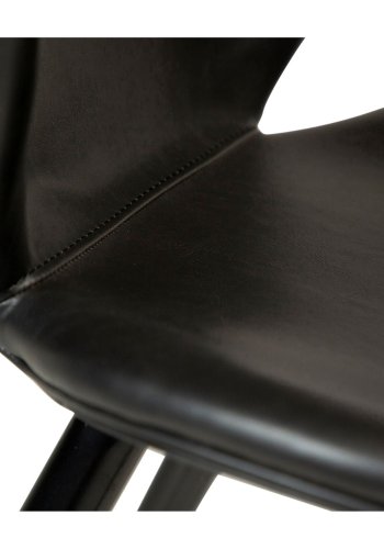 DAN-FORM Cloud Barstol, med Ryggstöd och Fotstöd - Vintage Svart Konstläder och Svart Stl