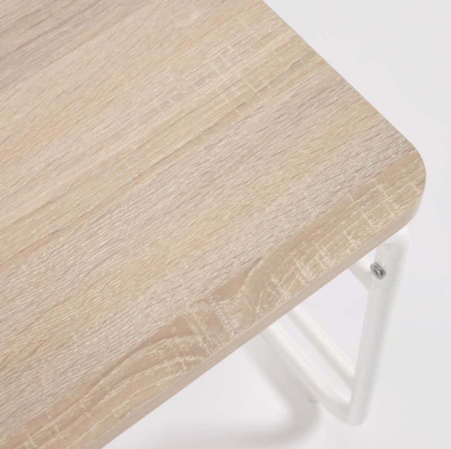 KAVE HOME Yamina TV-bord, med hylle og gr stofflommer - naturlig melamin og hvitt stl (110x40)