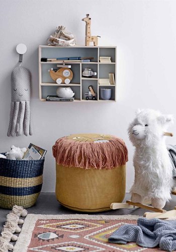 BLOOMINGVILLE MINI lama gyngehest - hvid/natur polyester/poppeltr