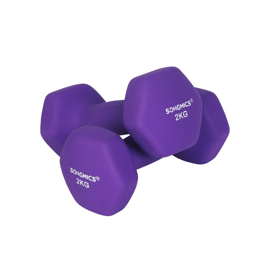 SONGMICS SYL64PL h�ndv�gt, sekskantet - mat lilla neopren (2x2kg) (s�t med 2)