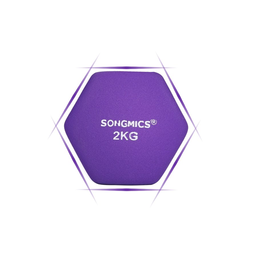 SONGMICS SYL64PL h�ndv�gt, sekskantet - mat lilla neopren (2x2kg) (s�t med 2)