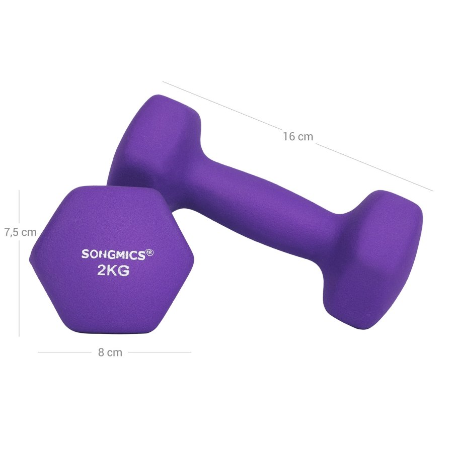 SONGMICS SYL64PL h�ndv�gt, sekskantet - mat lilla neopren (2x2kg) (s�t med 2)