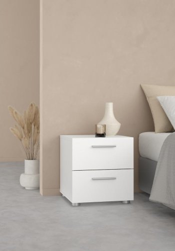 TVILUM Pepe natbord - hvidt tr, m. 2 skuffer