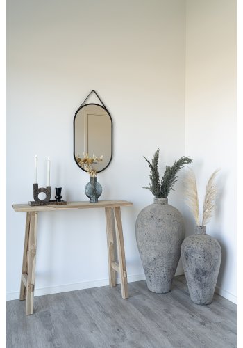 HOUSE NORDIC Trapani veggspeil, m. PU-rem, oval - speilglass og sort stl (60x35)