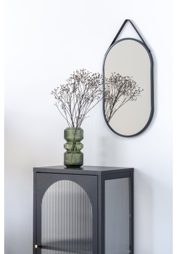HOUSE NORDIC Trapani veggspeil, m. PU-rem, oval - speilglass og sort stl (60x35)
