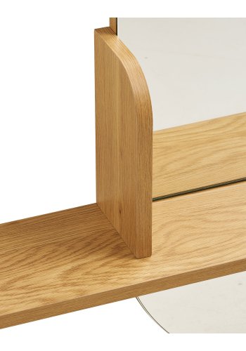 HOUSE NORDIC Barco v&auml;ggspegel, med hyllplan, - spegelglas, naturlig melaminfolie med eklook (94,5x92)